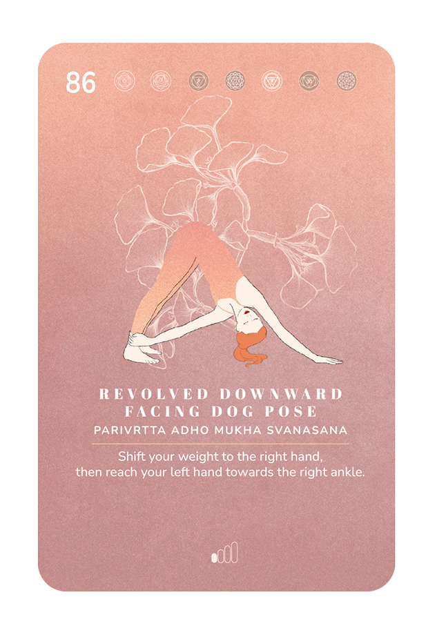 Card 86, Revolved downward facing dog