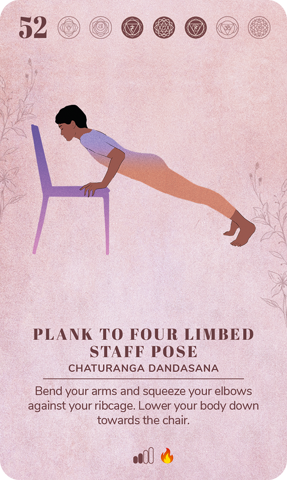 Card 52, Plank to Four Limbed Staff Pose
