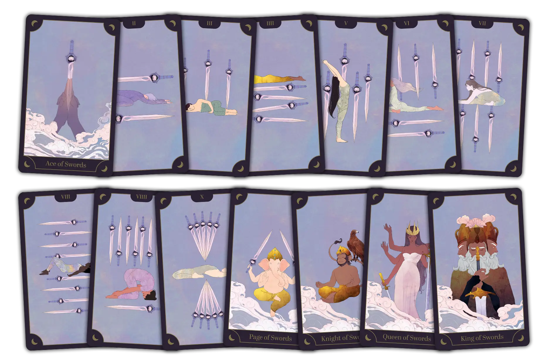 The Swords cards from the Tarot Yoga Deck