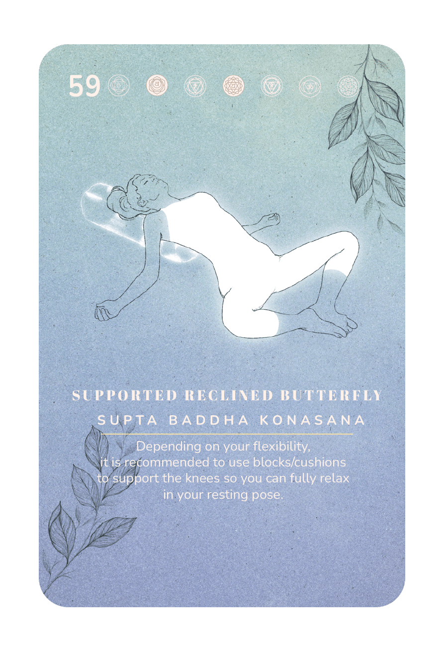 Yin card 59, Supported Reclined Butterfly