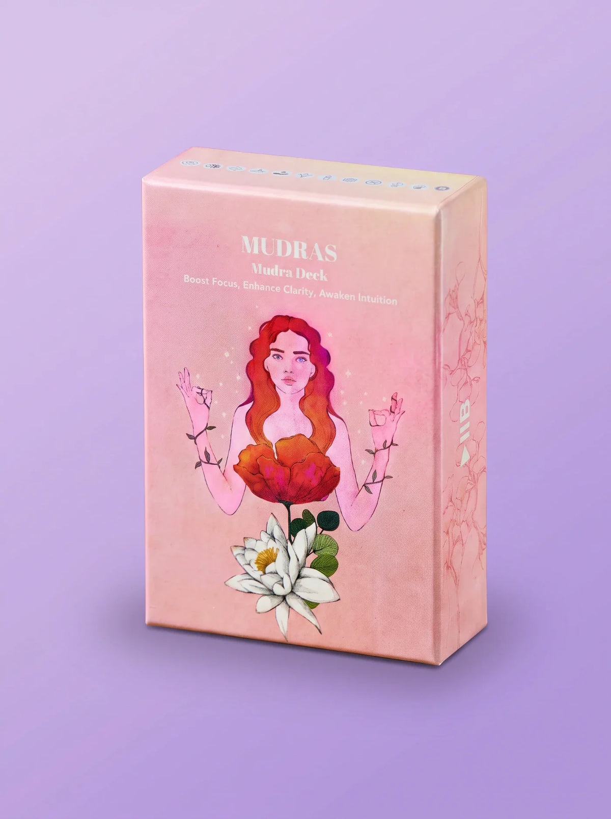 The PlayPauseBe Mudra Deck, 65 hand mudras on illustrated cards