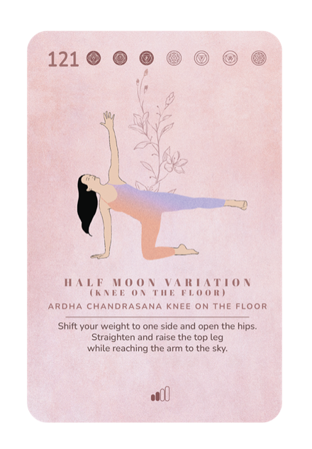 Card 121, Half Moon Variation (Knee on the Floor)