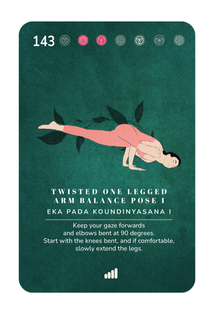Card 143, Twisted One Legged Arm Balance Pose I