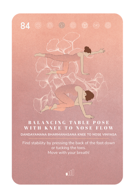 Card 84, Balancing Table Pose with Knee to Nose Flow
