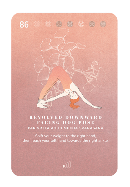 Card 86, Revolved Downward Facing Dog Pose