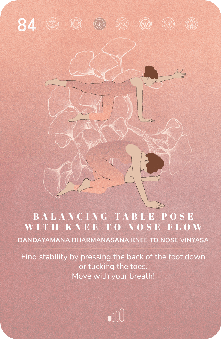 Asana Expansion card 84, Balancing table with knee to nose flow
