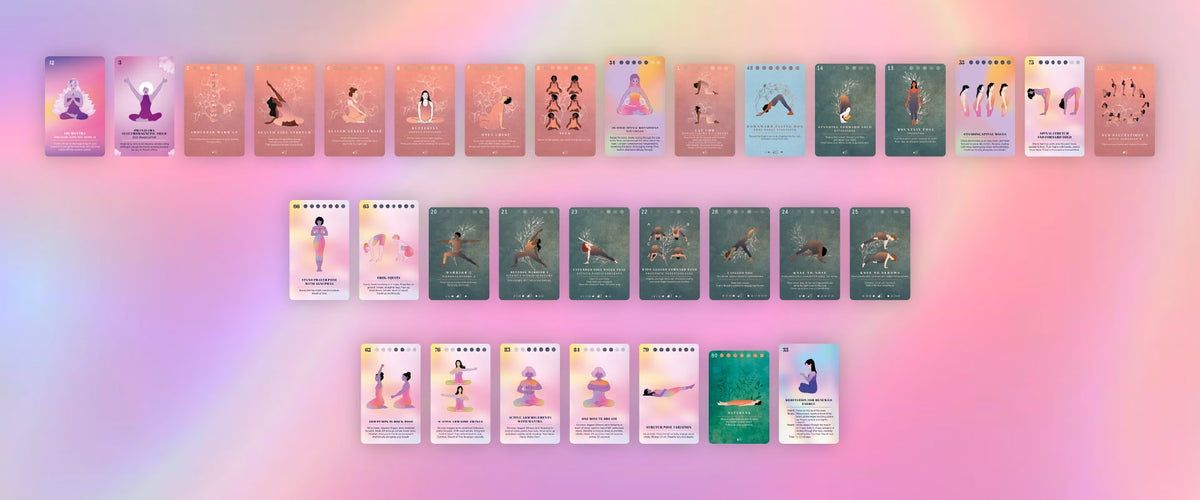 Kundalini cards laid out alongside cards from the Yoga Deck