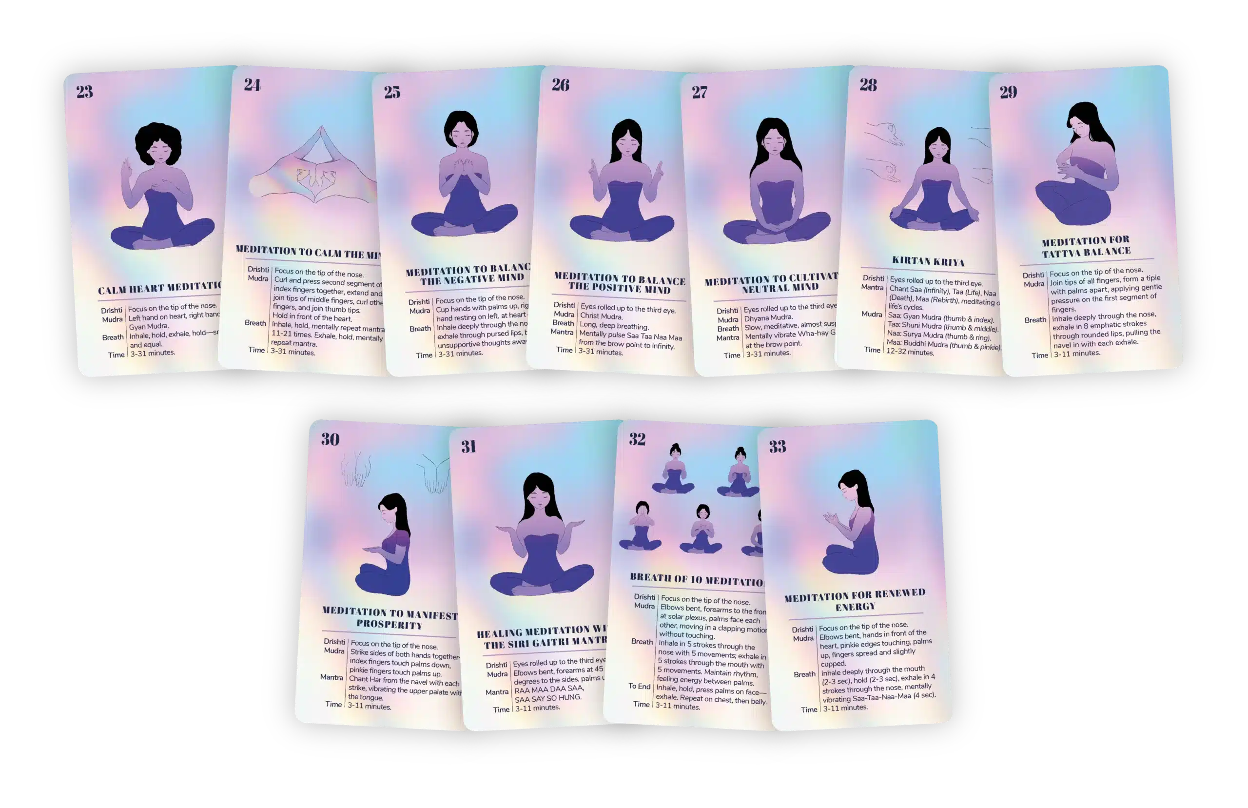 Meditations cards from the Kundalini Yoga Deck