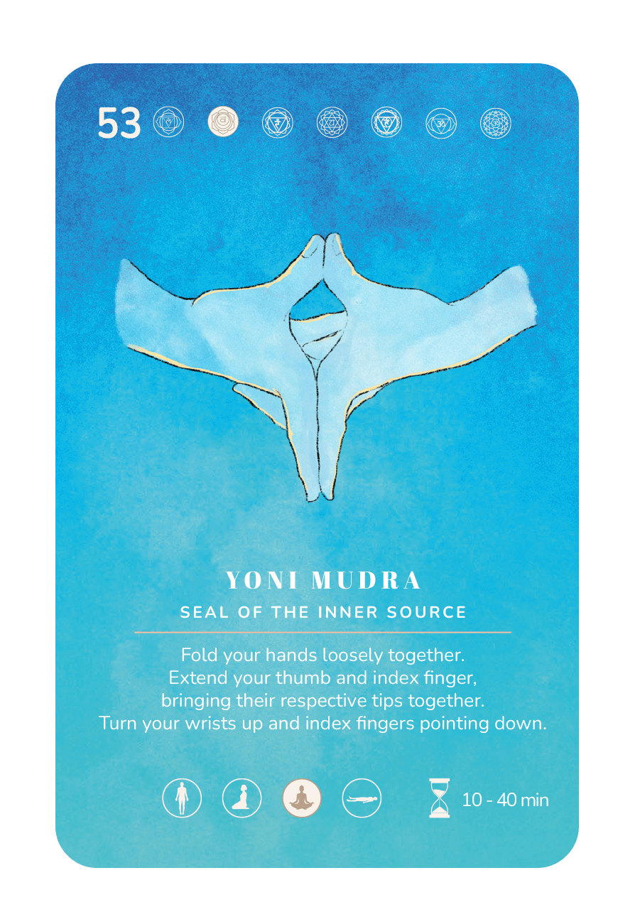 Front of mudra card 53, Yoni Mudra