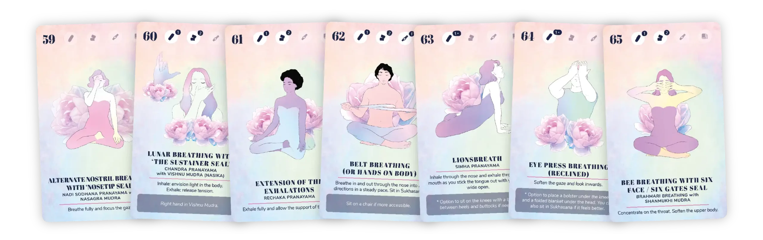 Pranayama practices cards from the Restorative Yoga Deck